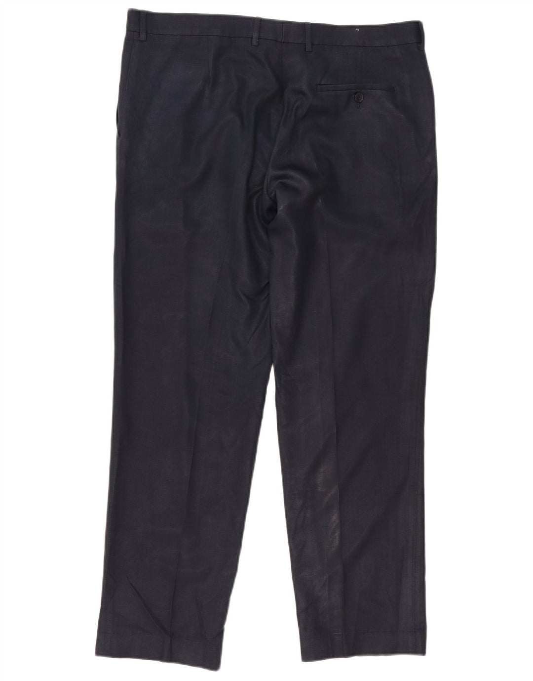 Pantaloni da abito dritti da uomo Marks & Spencer W38 L31 poliestere blu navy