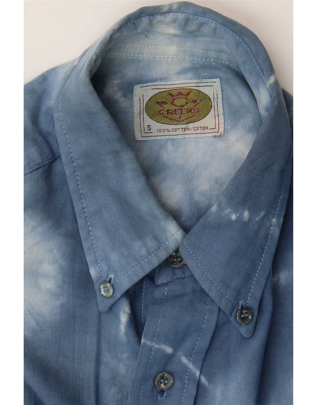 Camicia vintage da uomo piccola in cotone tie dye blu