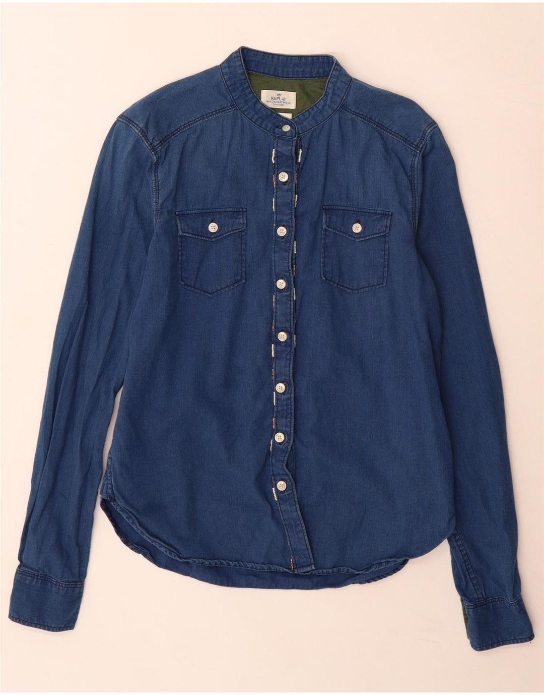 Maglietta da donna Replay UK 10 piccola in cotone blu