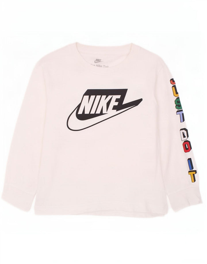 Maglietta grafica Nike da bambino a manica lunga 4-5 anni piccola bianca