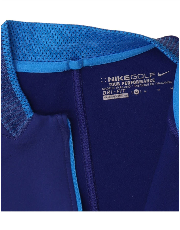 NIKE Top da tuta pullover con zip e collo Dri Fit da uomo, blu medio