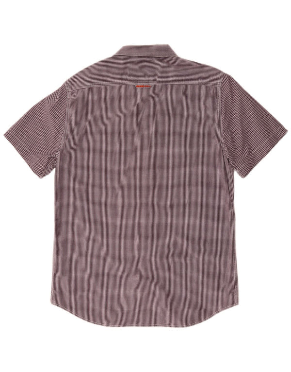 Camicia a maniche corte da uomo Superdry 2XL in cotone a quadretti viola