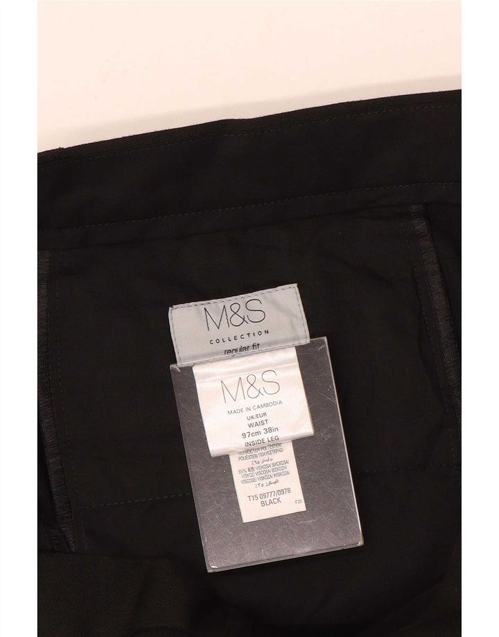 Pantaloni chino vestibilità regolare da uomo Marks & Spencer W38 L31 poliestere nero