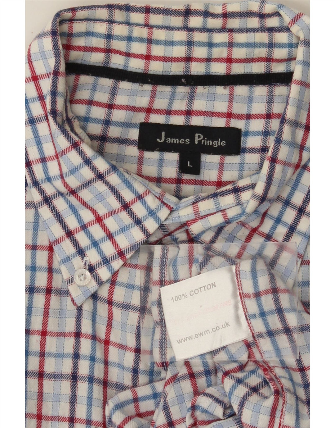 JAMES PRINGLE Camicia da uomo in flanella di cotone a quadri blu grande