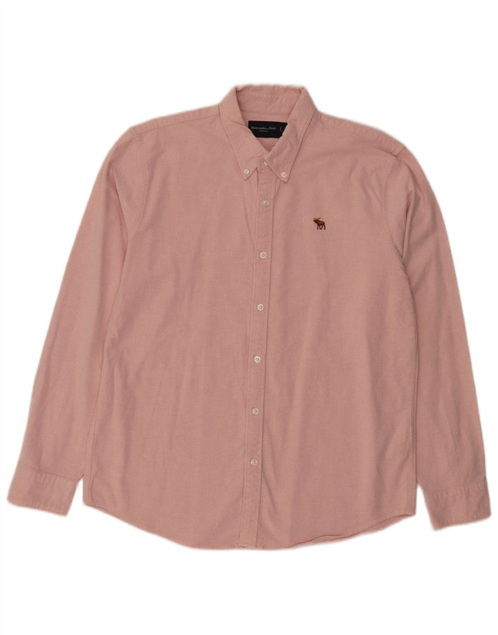 Camicia da uomo Abercrombie & Fitch grande in cotone rosa