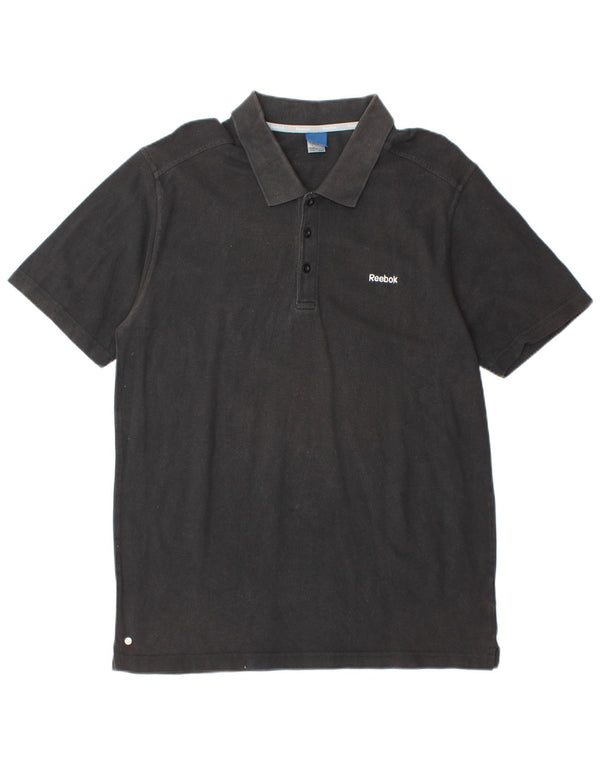 Polo REEBOK da uomo grande in cotone nero