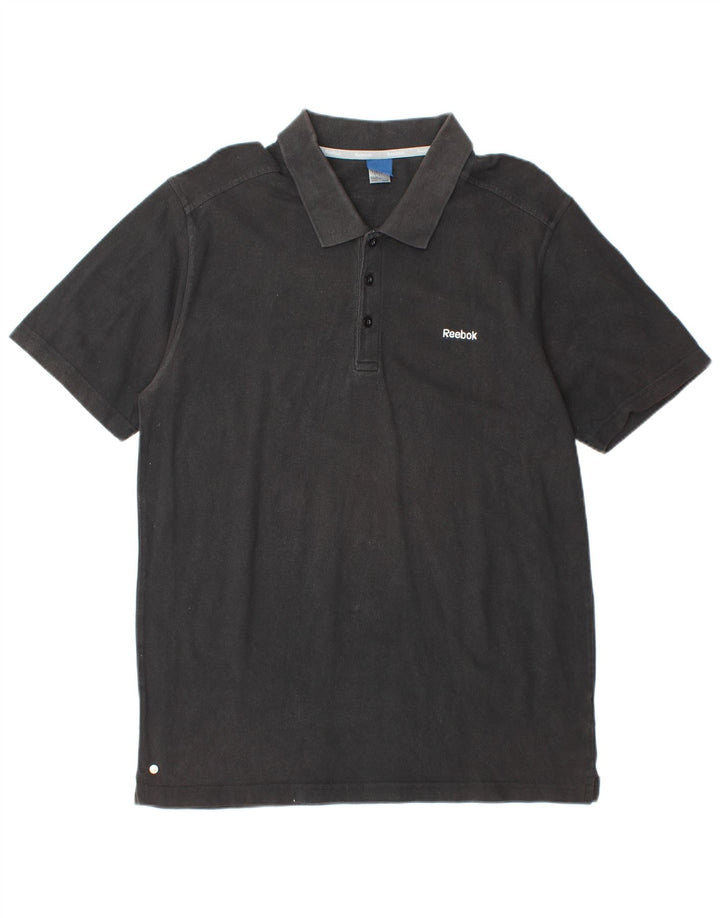 Polo REEBOK da uomo grande in cotone nero