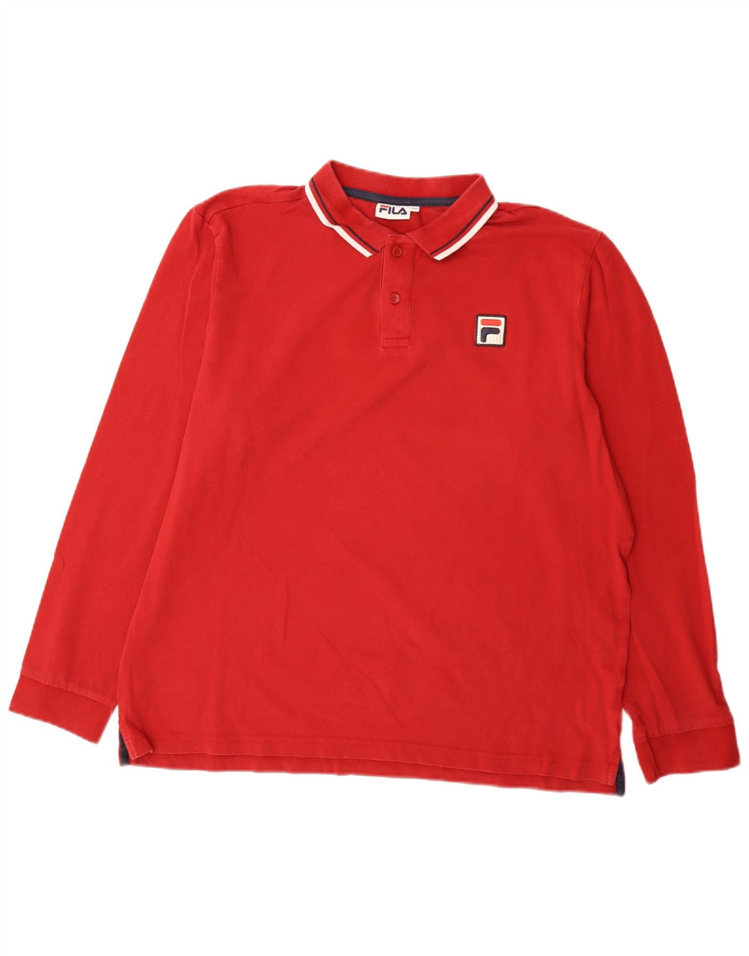 Polo da uomo a maniche lunghe Fila 2XL a righe rosse