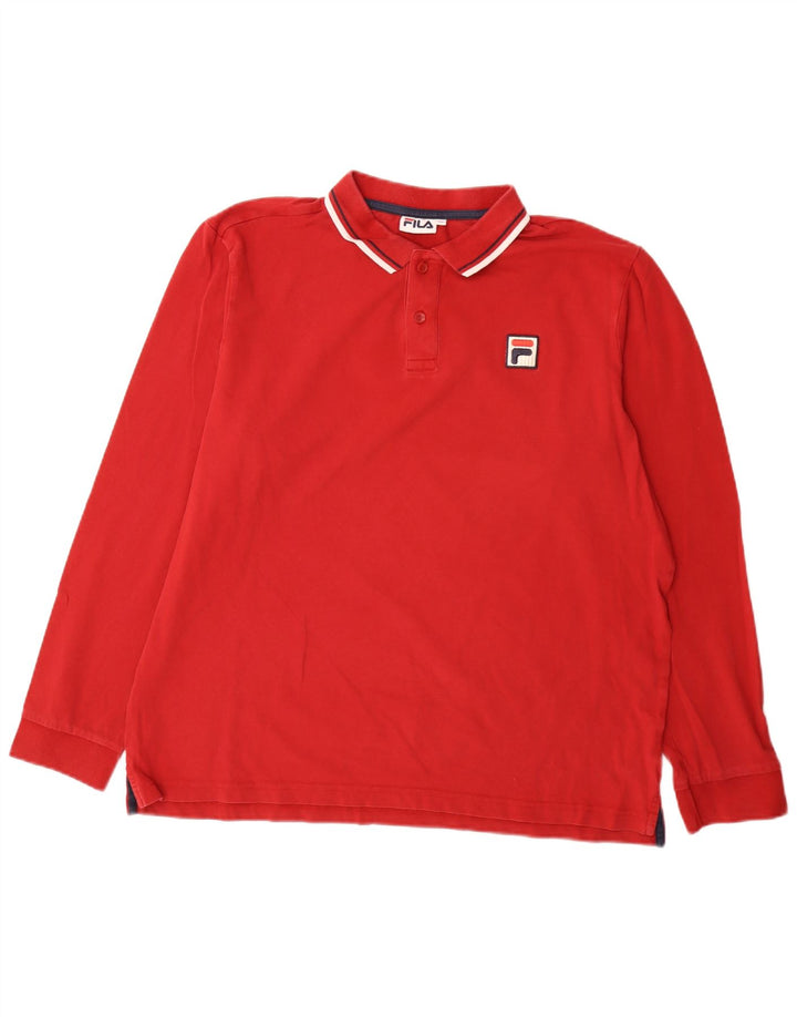 Polo da uomo a maniche lunghe Fila 2XL a righe rosse
