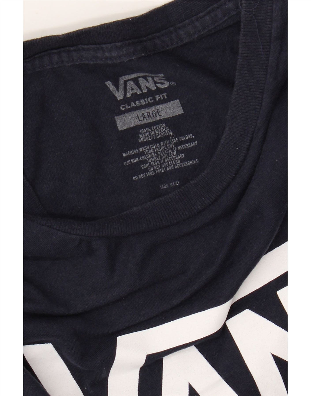 T-shirt grafica da uomo con vestibilità classica VANS, taglia grande, in cotone blu navy