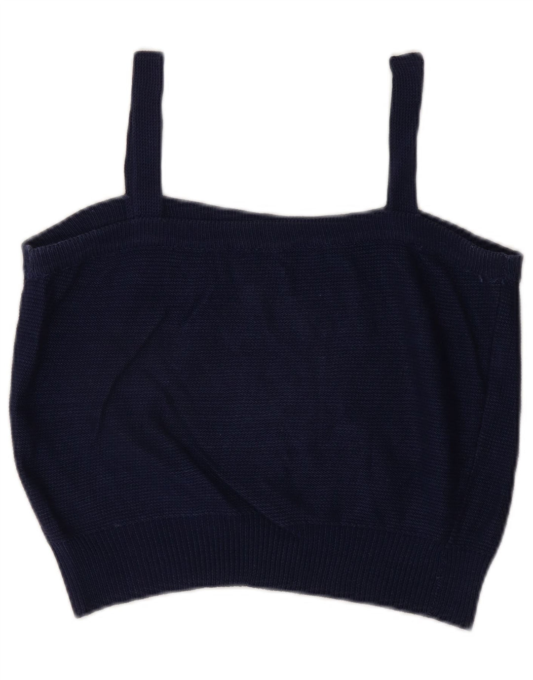 Canottiera corta vintage da donna UK 14 medio blu navy