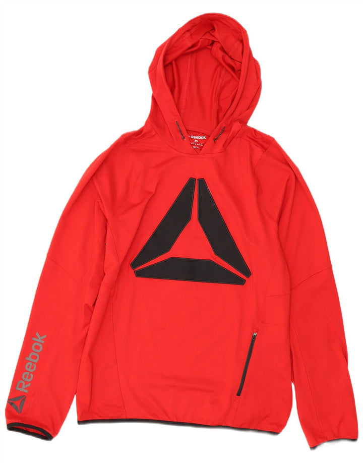 Maglione con cappuccio grafico da uomo Reebok rosso medio in poliestere