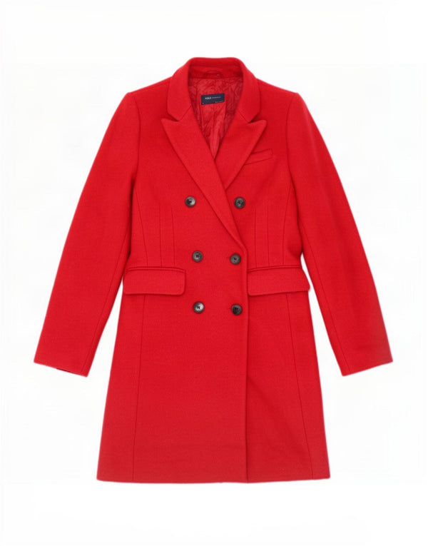 Cappotto doppiopetto oversize da donna Marks & Spencer UK 10 piccolo rosso