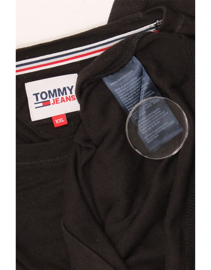 TOMMY HILFIGER Top da uomo manica lunga 2XL cotone nero