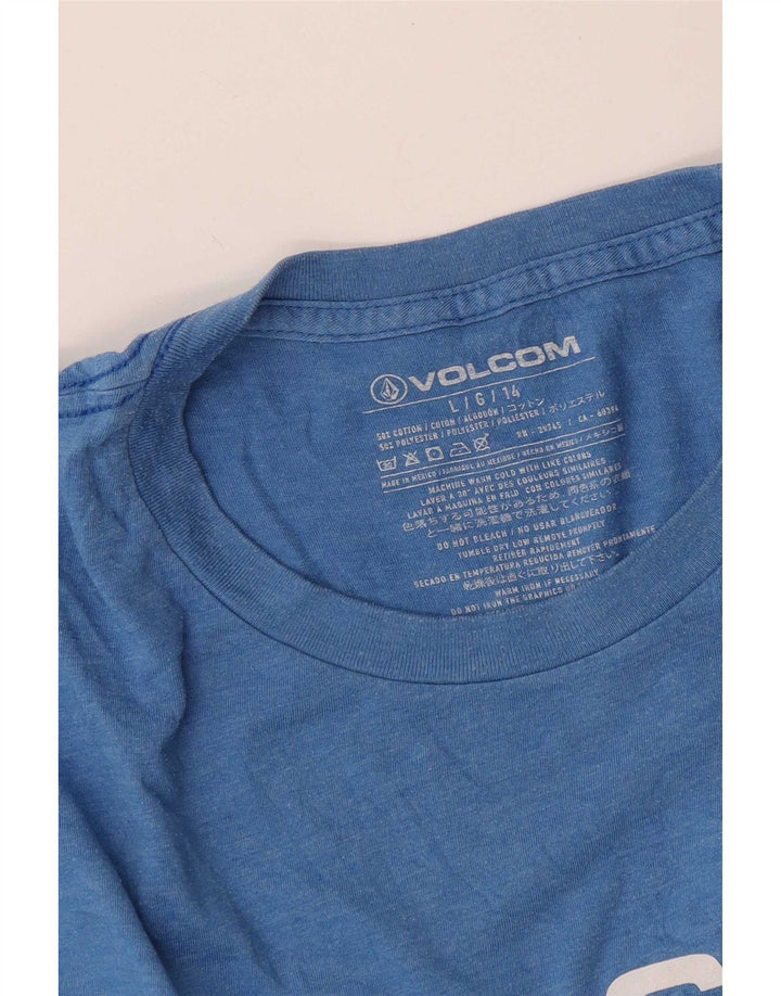 T-shirt grafica da uomo Volcom Top grande in cotone blu