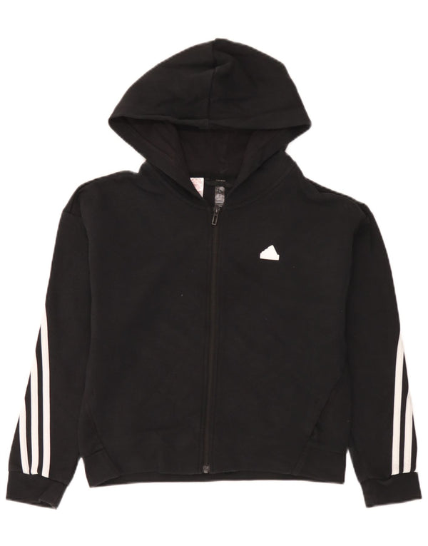 Maglione con cappuccio e zip Adidas da ragazzo 11-12 anni in cotone nero