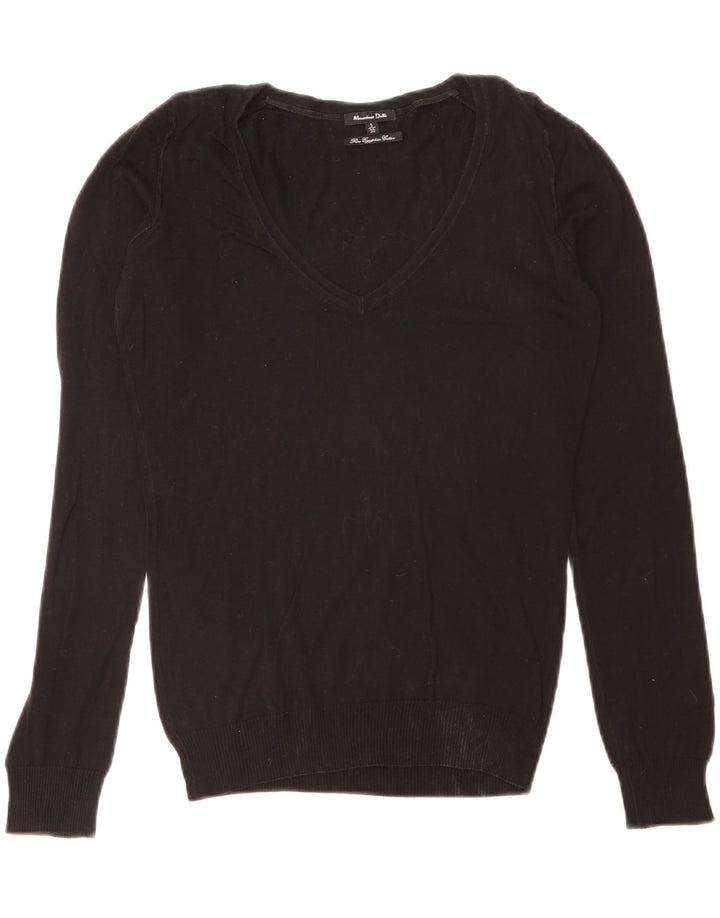 Maglione maglione con scollo a V da donna Massimo Dutti UK 10 piccolo nero