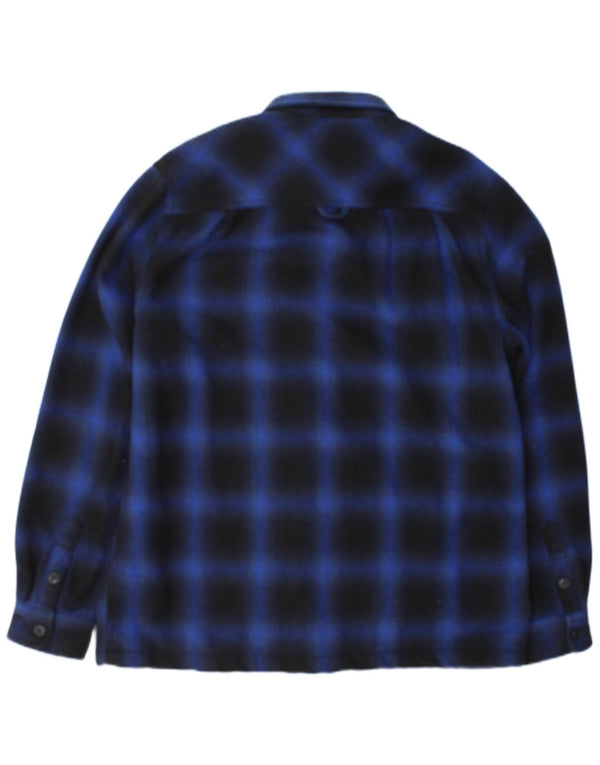 Camicia da uomo in flanella da boscaiolo Superdry XL in poliestere a quadri blu navy