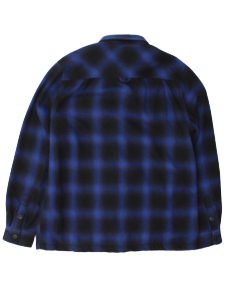 Camicia da uomo in flanella da boscaiolo Superdry XL in poliestere a quadri blu navy