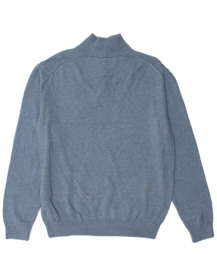 NAUTICA Maglione da uomo con zip e collo grande in cotone blu