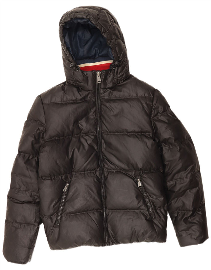 Guess Giacca imbottita con cappuccio da uomo UK 38 Medium Nero Poliestere