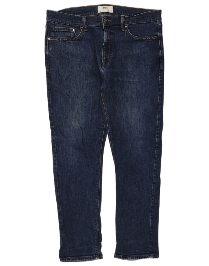 Jeans slim da uomo Marks & Spencer W34 L29 cotone blu