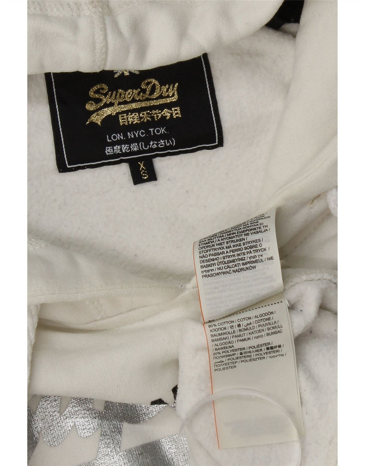 Felpa con cappuccio grafica da donna SUPERDRY UK 6 XS cotone bianco