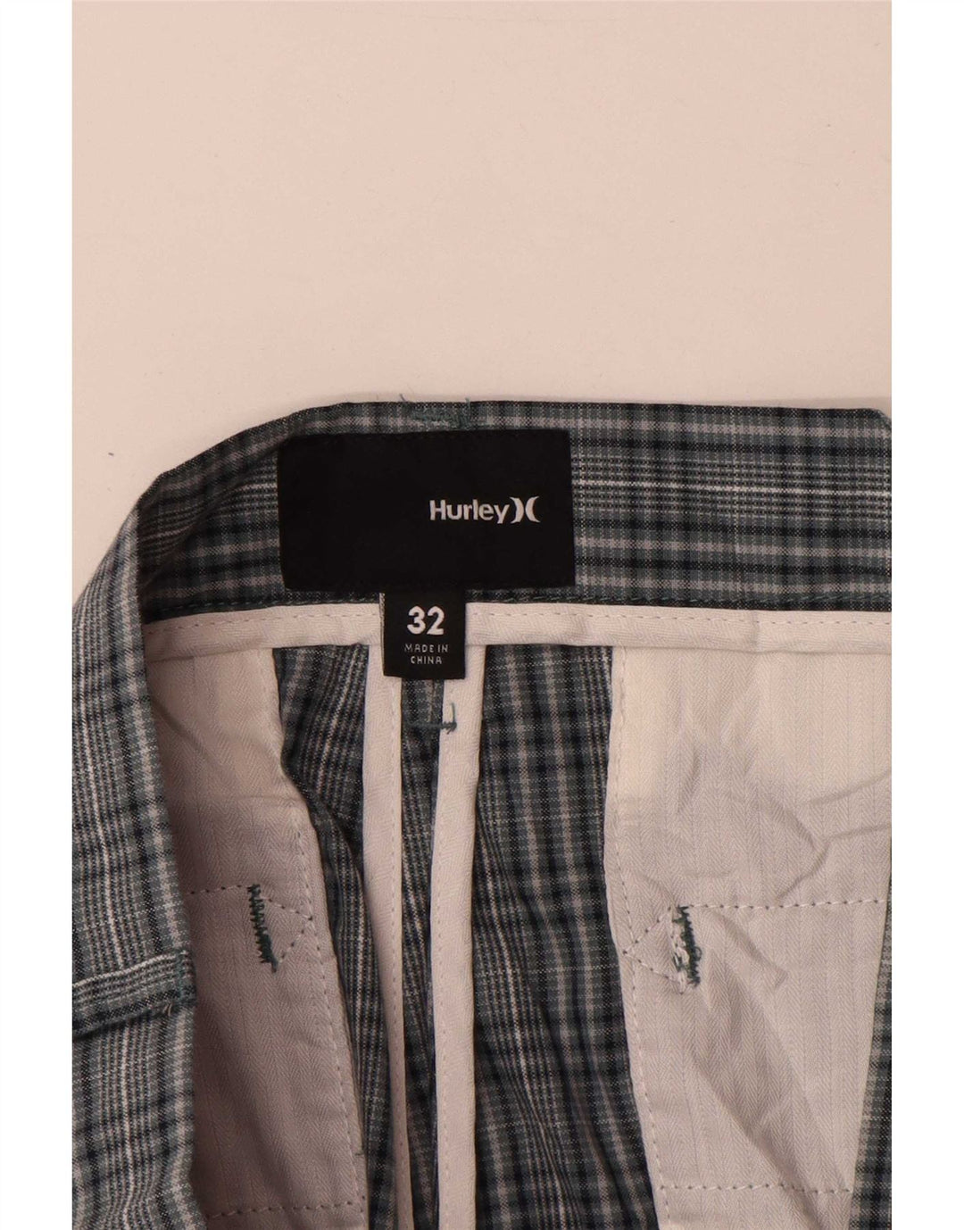 Pantaloncini chino da uomo Hurley W32 in cotone a quadri blu medio