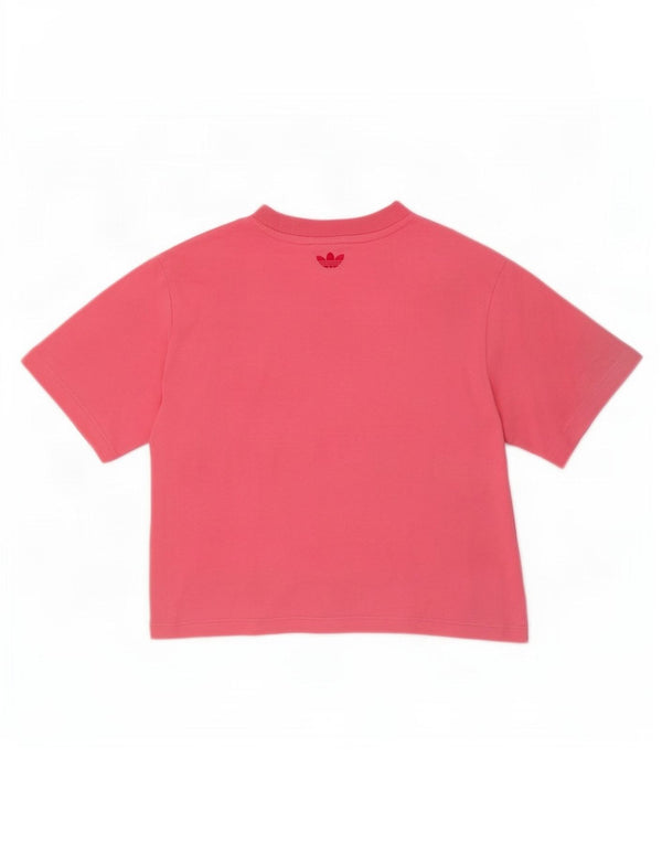 T-shirt grafica corta da donna Adidas UK 10 piccola in cotone rosa