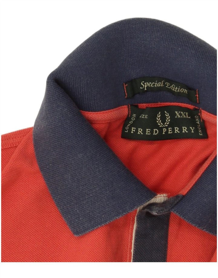 Polo da uomo Fred Perry 2XL in cotone color block rosso