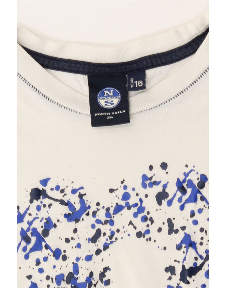 T-shirt grafica da ragazzo North Sails 15-16 anni bianco sporco maculato
