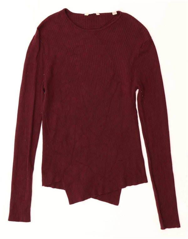 Maglione maglione con scollo a barca da donna Jack Wills UK 10 piccola viscosa bordeaux