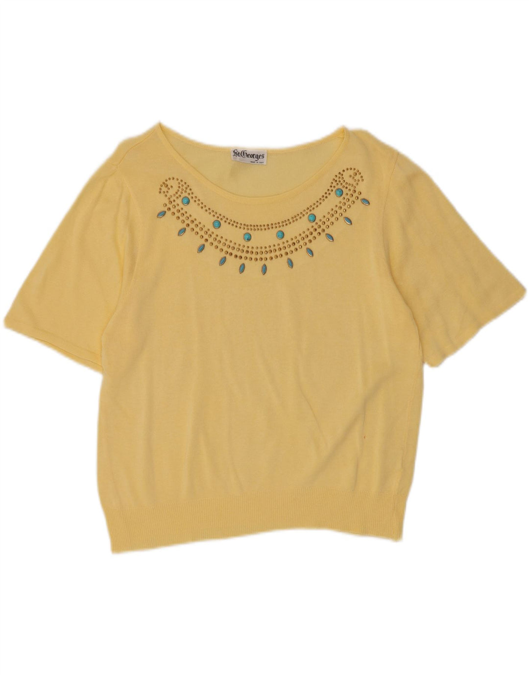 Maglione maglione con scollo a barca da donna St. Georges UK 12 giallo medio