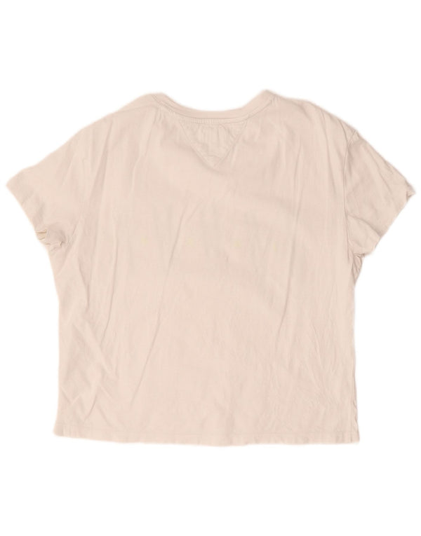 T-shirt grafica da donna Tommy Hilfiger Top UK 14 cotone bianco medio