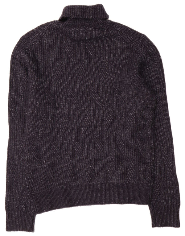 Marks & Spencer Maglione da uomo con collo alto e maglione grande in lana blu navy