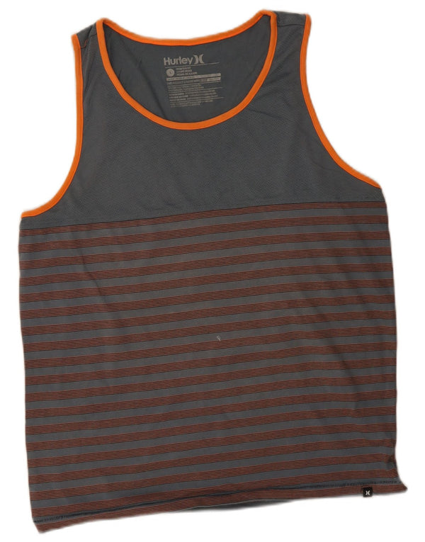Canotta da uomo Hurley Premium Fit, grande, in cotone a righe grigie