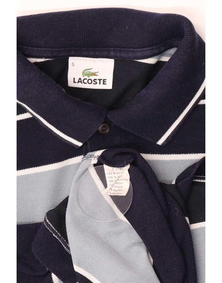 Polo da uomo Lacoste taglia 5 grande in cotone a righe blu navy
