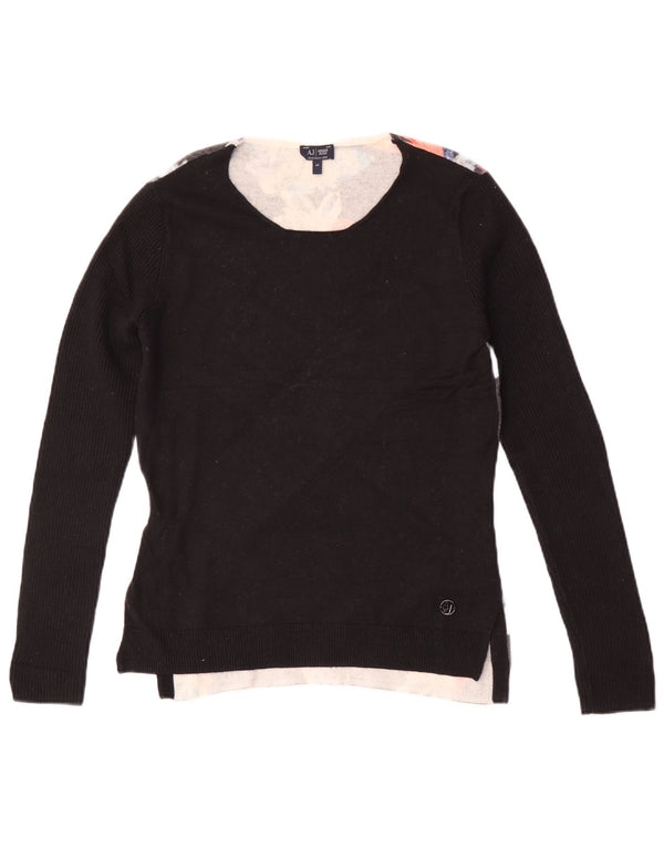 Maglione da donna con scollo a barca Emporio Armani IT 44 medio nero floreale