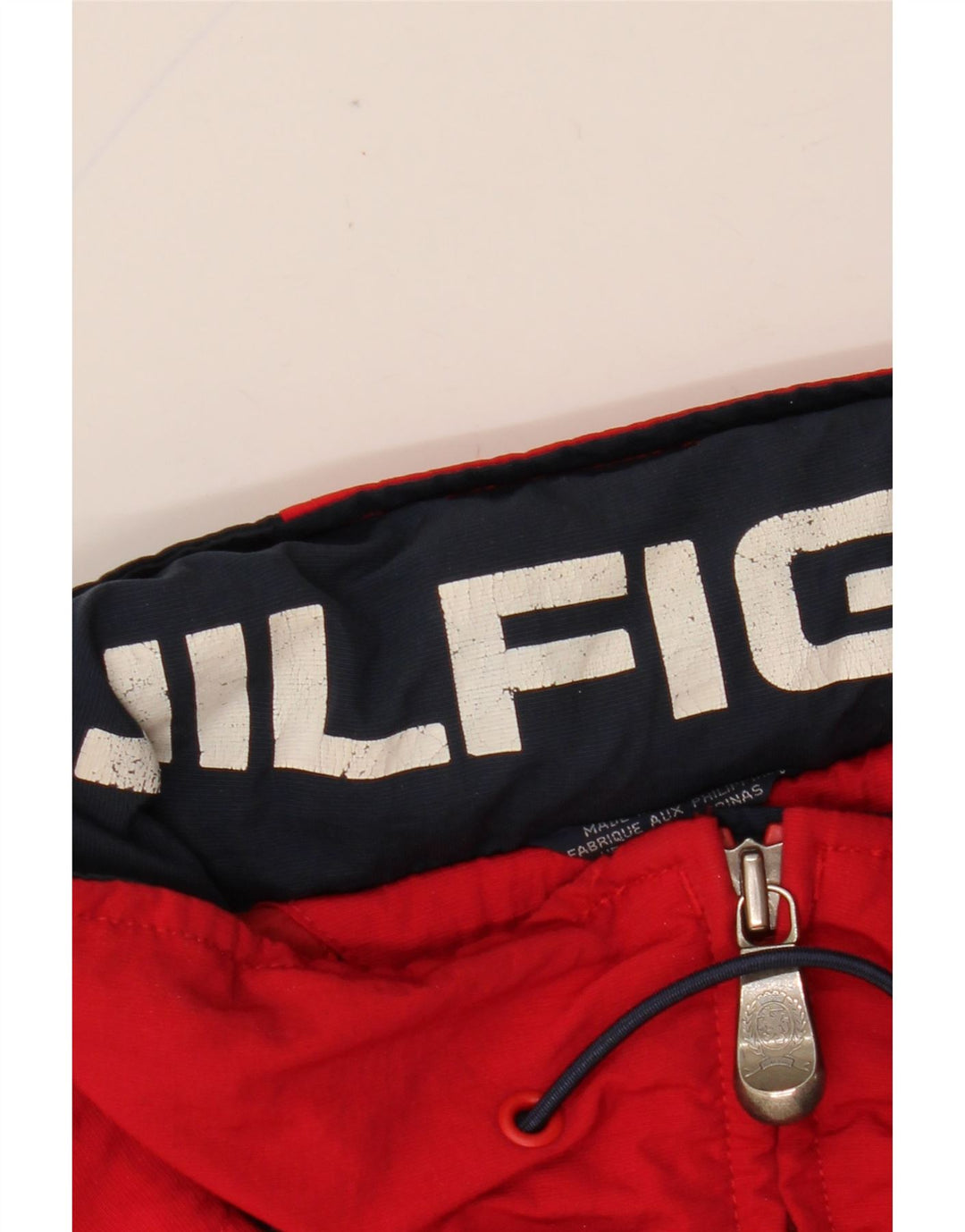 Tommy Hilfiger Giacca antipioggia da uomo con cappuccio UK 40 Large Rosso Colourblock Nylon