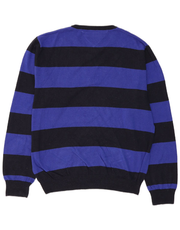 TOMMY HILFIGER Maglione maglione girocollo da uomo 2XL cotone a righe nere