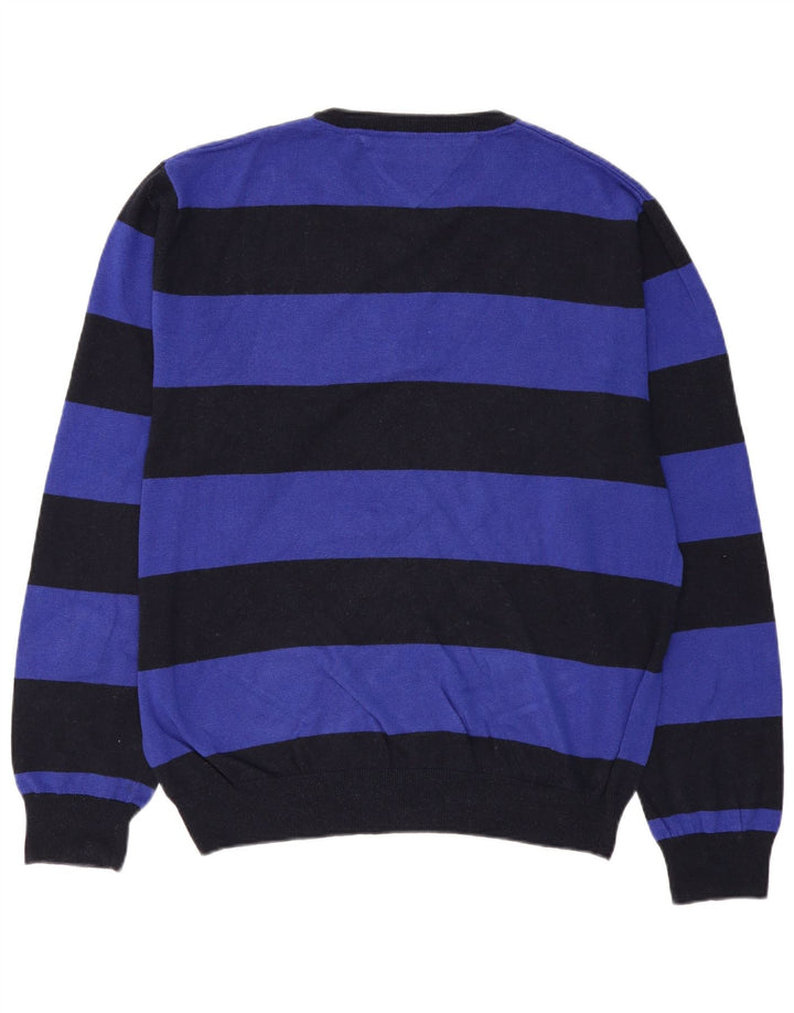 TOMMY HILFIGER Maglione maglione girocollo da uomo 2XL cotone a righe nere