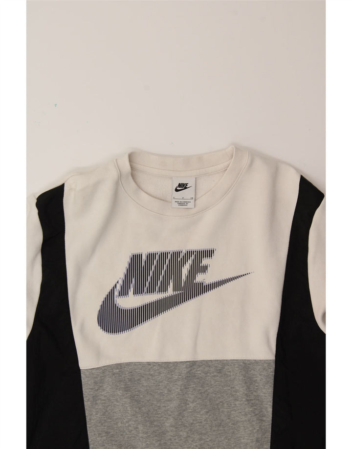 NIKE Felpa con grafica da uomo Maglione piccolo in cotone color block bianco