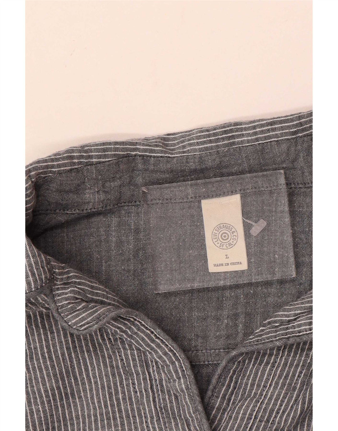 Abito camicia pullover da donna Levi's UK 16 Grande cotone gessato grigio