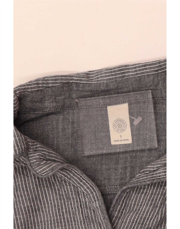 Abito camicia pullover da donna Levi's UK 16 Grande cotone gessato grigio