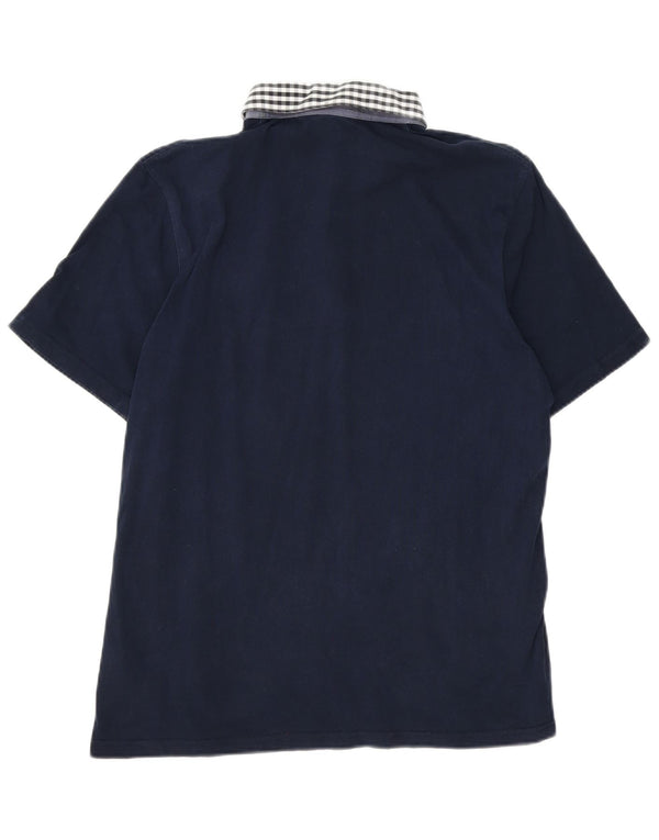 Polo da rugby da uomo Ted Baker taglia 6 2XL cotone a quadri blu navy