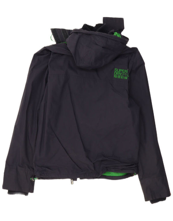 Giacca a vento con cappuccio da donna SUPERDRY UK 16 grande poliestere blu navy