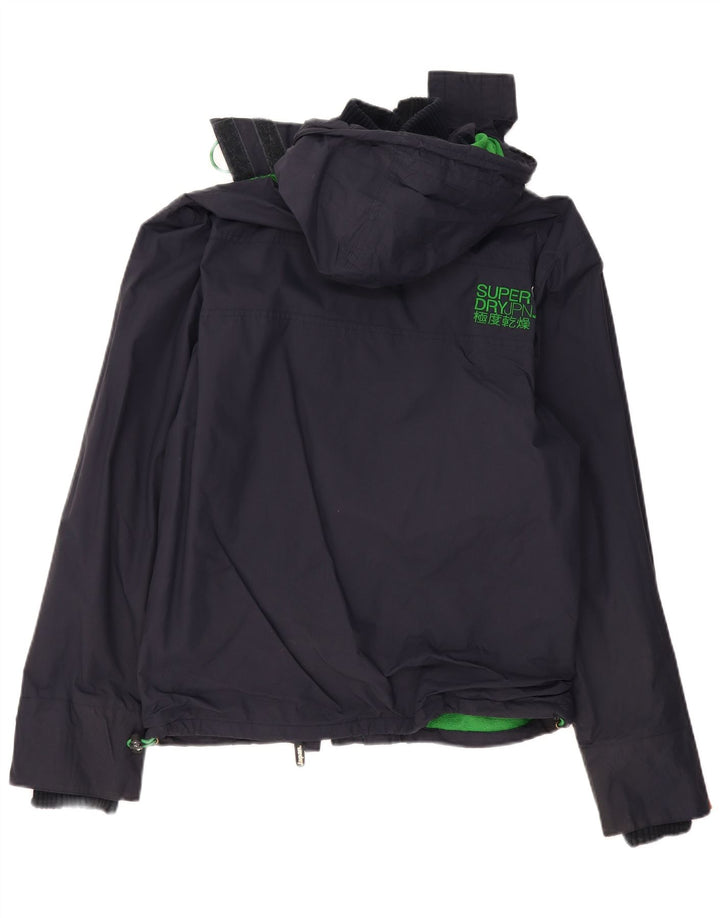 Giacca a vento con cappuccio da donna SUPERDRY UK 16 grande poliestere blu navy