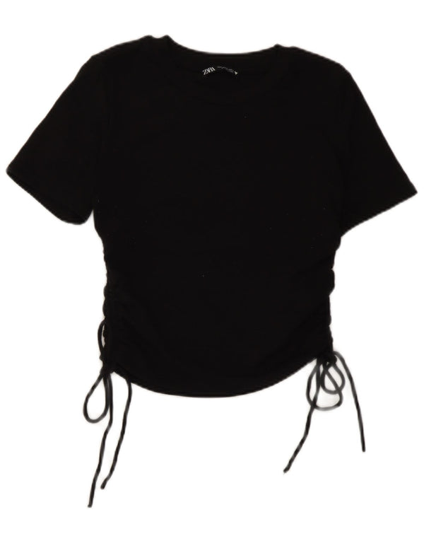 Top corto in camicetta corta da donna Zara UK 12 poliestere nero medio