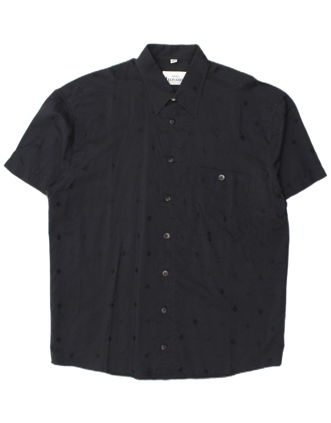 Camicia a maniche corte da uomo Studio Leonardo taglia 40 media nera geometrica
