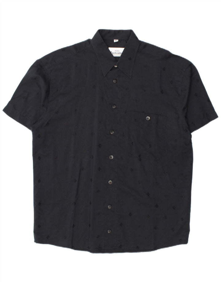 Camicia a maniche corte da uomo Studio Leonardo taglia 40 media nera geometrica
